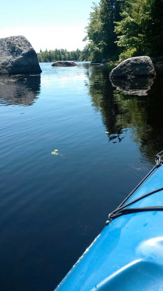 kayak and boulders